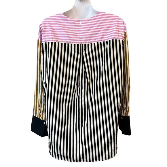 PARTOW Ellis Mixed Stripe Cotton Top In Black Stripe Combo Size 4 - Picture 3 of 7
